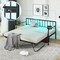 Black Metal Daybed with Pop-up Trundle, LED Lighting, Charging Station and USB Ports